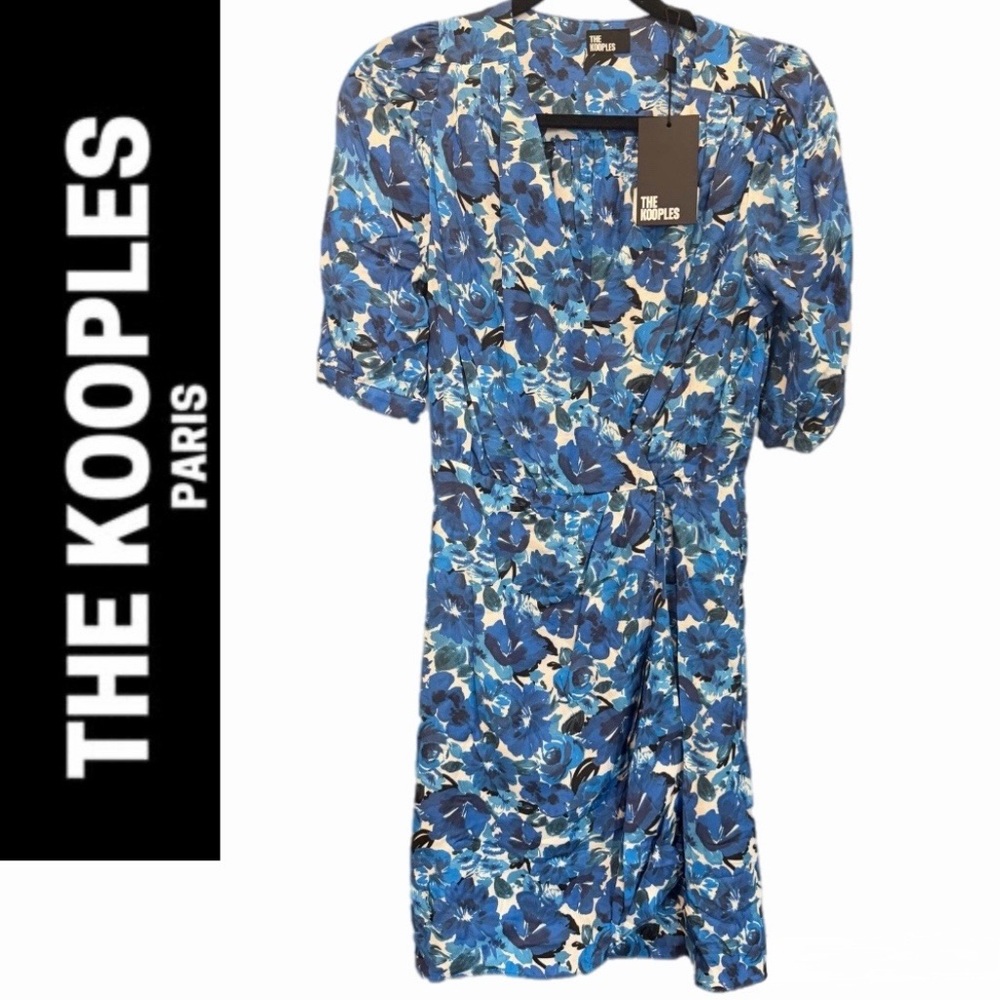 The Kooples Smooth Flowers Dress Size 0 NWT Black Floral Rock Chic Mini